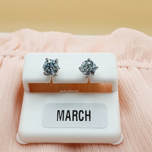 "Birthstone S925 Sterling Silver CZ Stud Earrings for Women/Girl, US19251042 - Picture 13 of 15